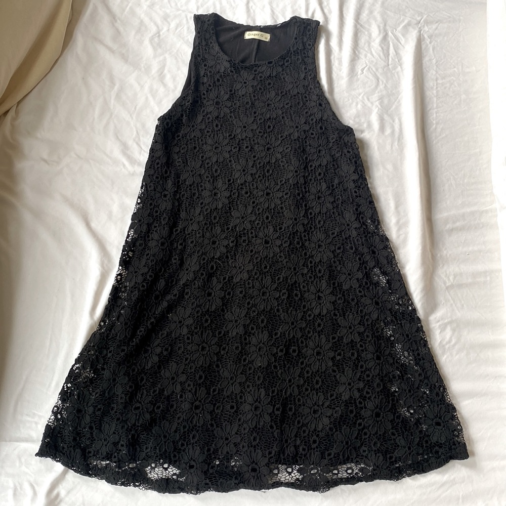 Black Lace Floral Dress